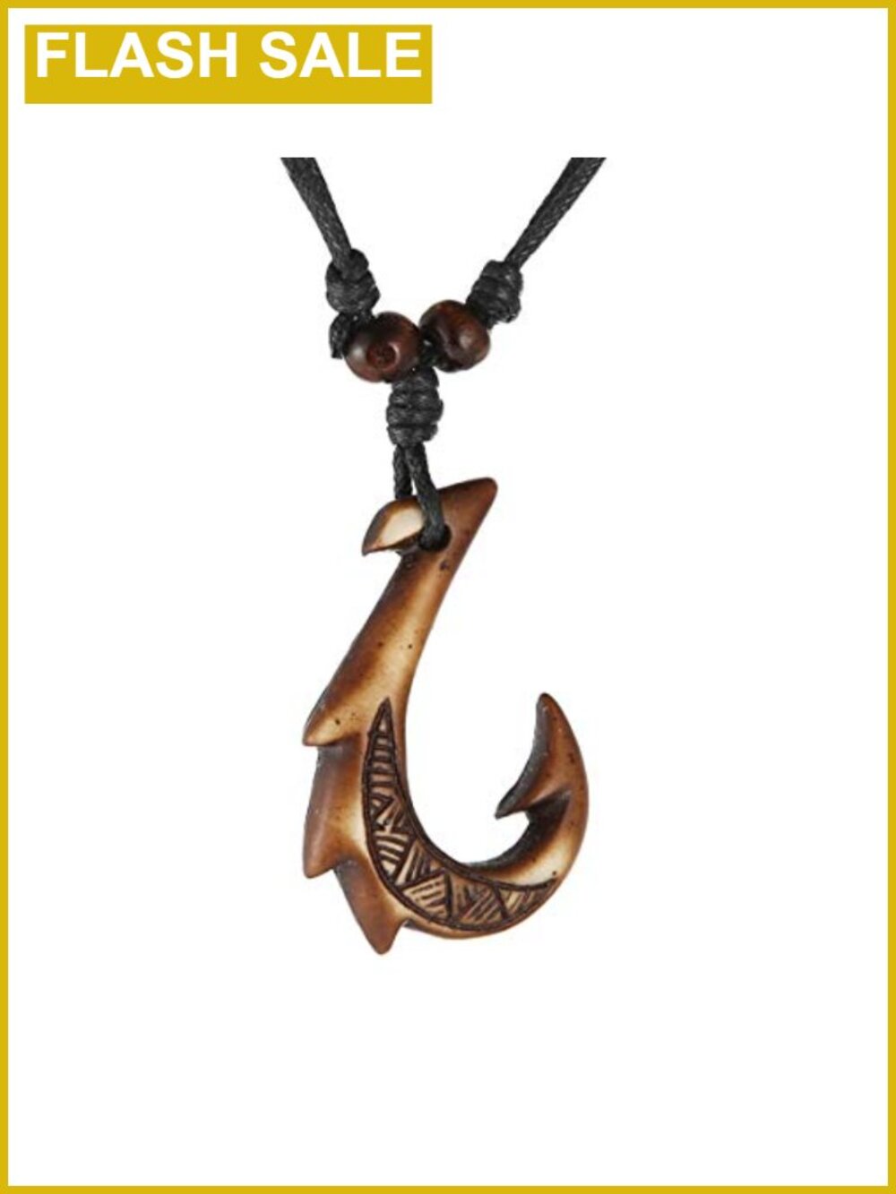 Hawaiian Fish Hook Pendant Hemp Rope Necklace Maori Tribal